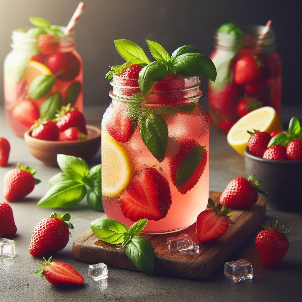 Strawberry Basil Lemonade Mocktail